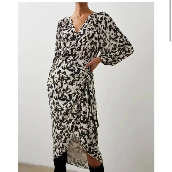 NWT Rails Tyra Midi Dress Blurred Cheetah Print size XS - Picture 13 of 14
